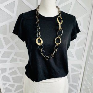 Banana republic women’s slub crewneck cotton t-shirt black sz L large EUC